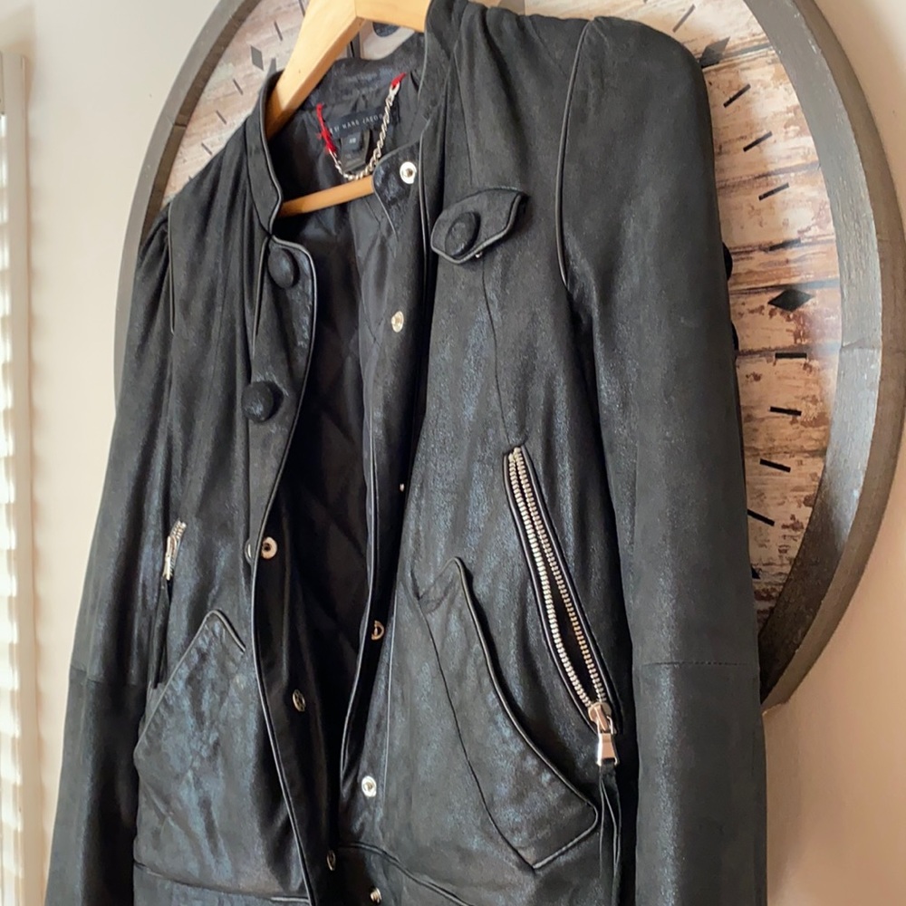 Marc Jacobs black leather bomber jacket.